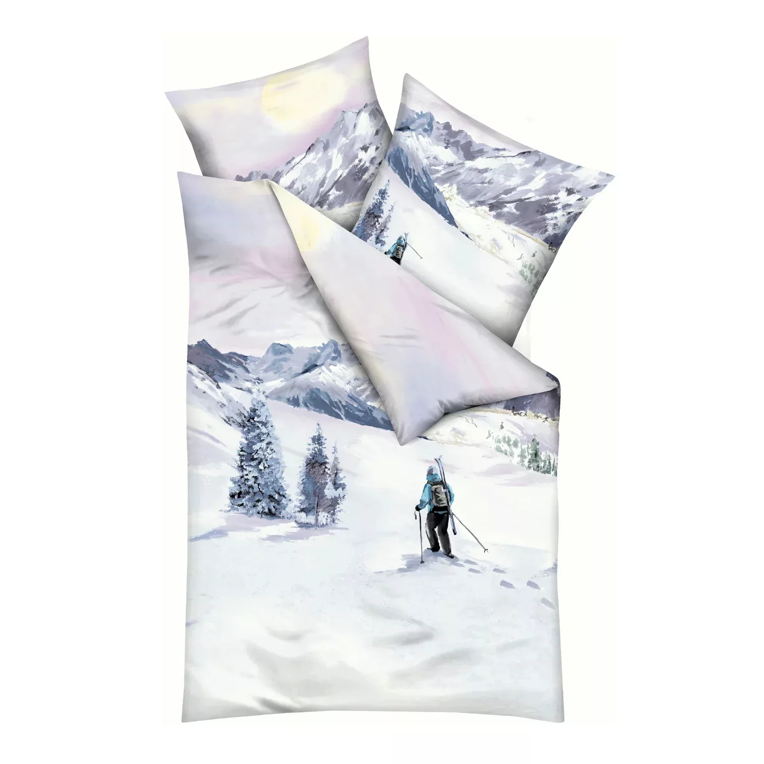 Kaeppel Biber Bettwäsche Skifahrer Winter Wanderer Schnee 421 135x200 günstig online kaufen