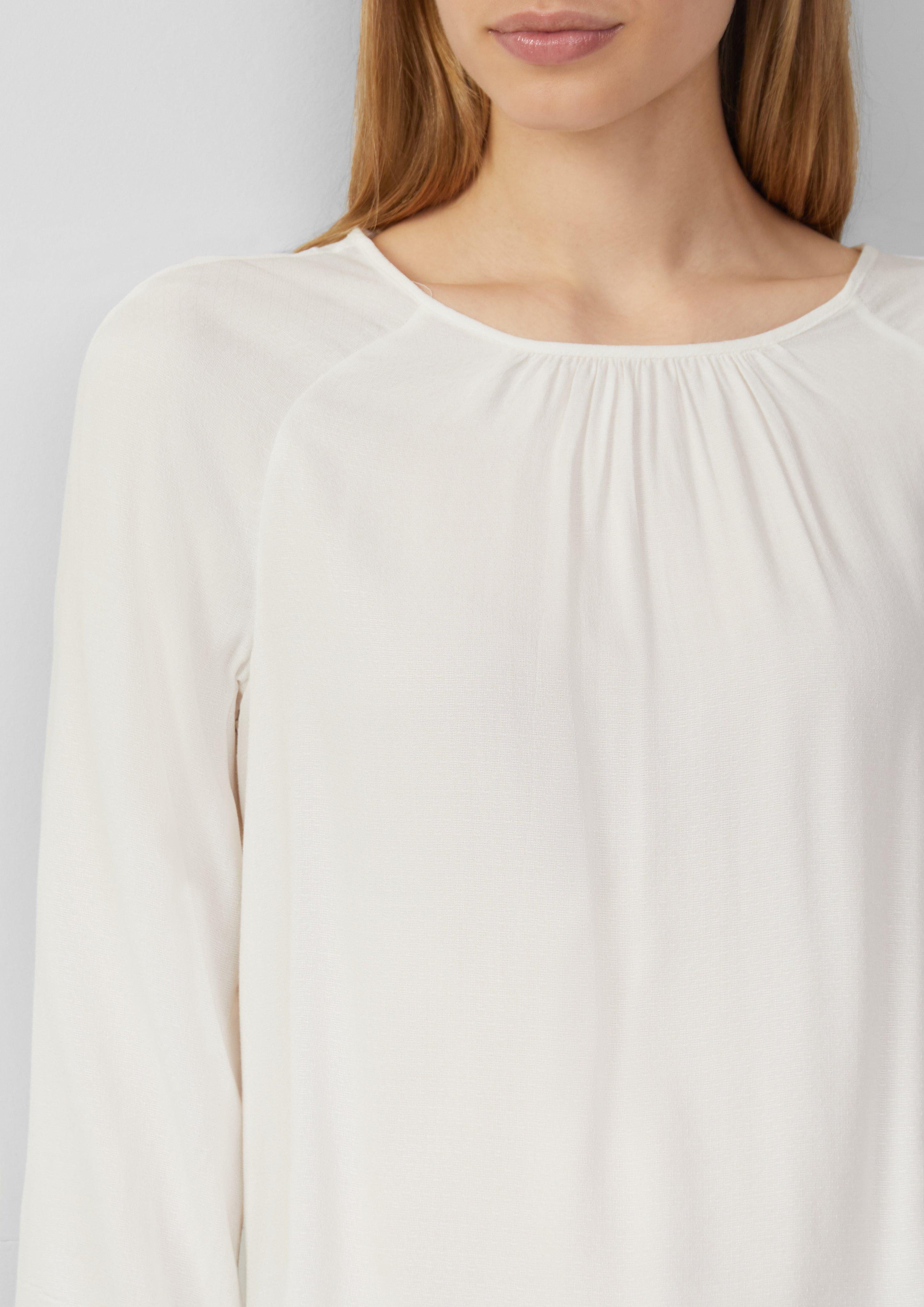 s.Oliver Langarmbluse Strukturierte Viskose-Bluse mit Raff-Details günstig online kaufen