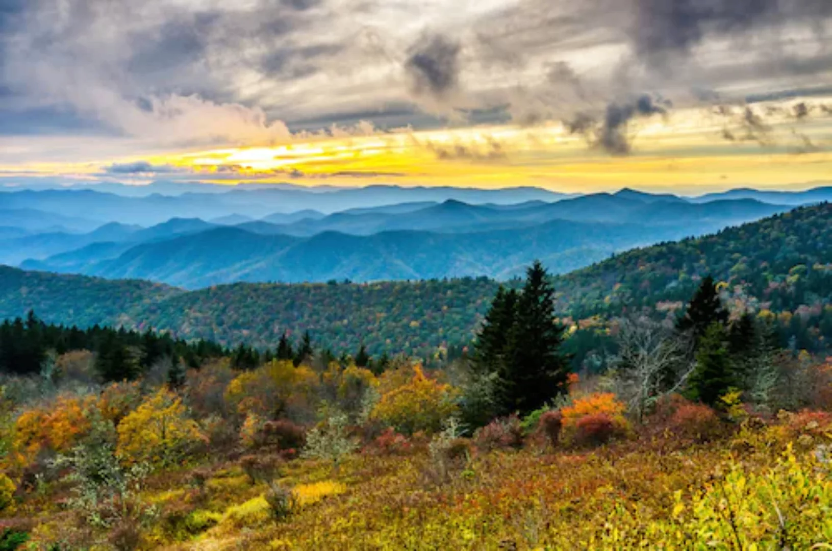 Papermoon Fototapete »Herbst Sonnenuntergang Cowee Mountain« günstig online kaufen