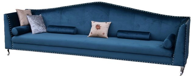 Xlmoebel Bett Blaue Sitzgarnitur Chesterfield Sofa mit Stoff- und Lederauss günstig online kaufen