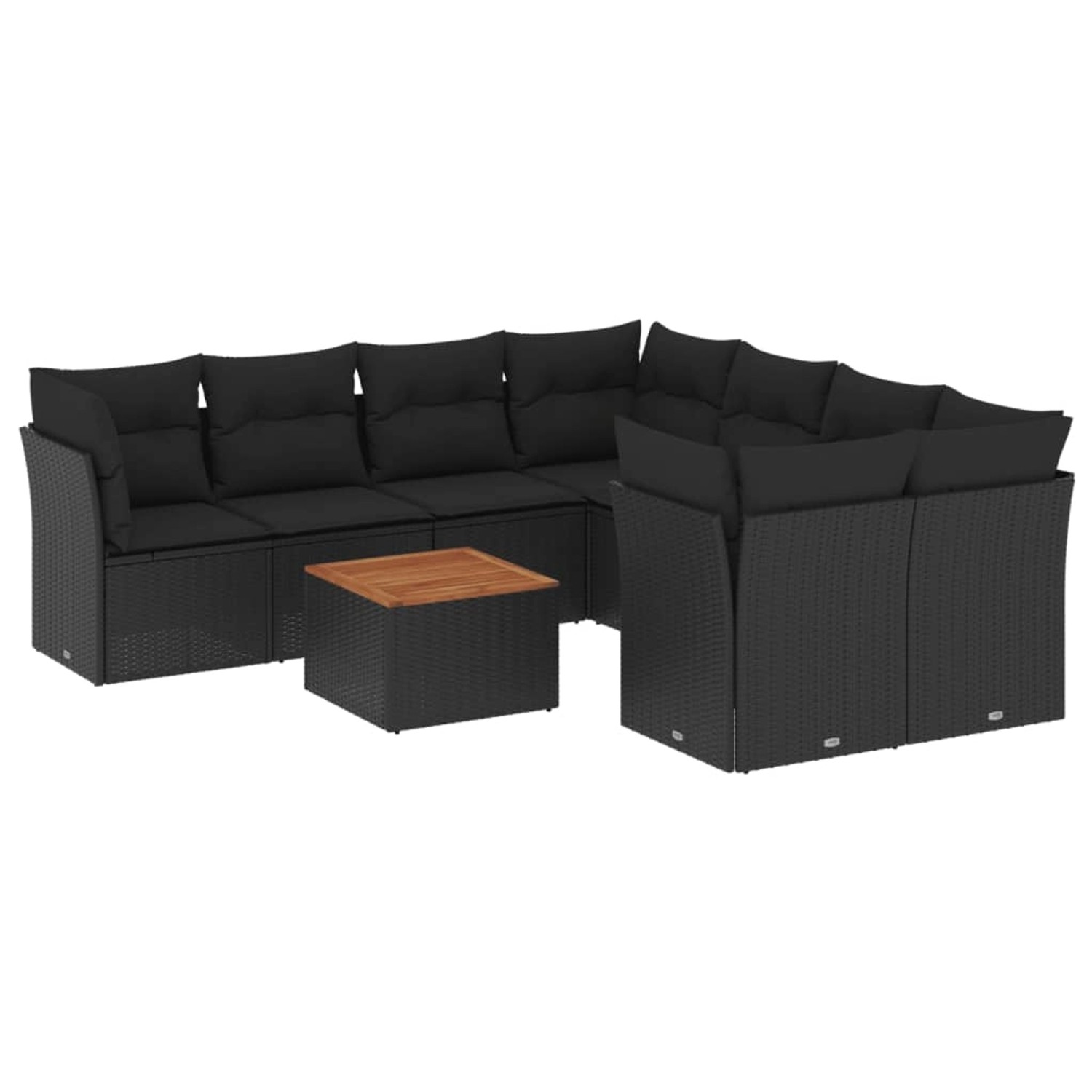 vidaXL 9-tlg Garten-Sofagarnitur mit Kissen Schwarz Poly Rattan Modell 64 günstig online kaufen