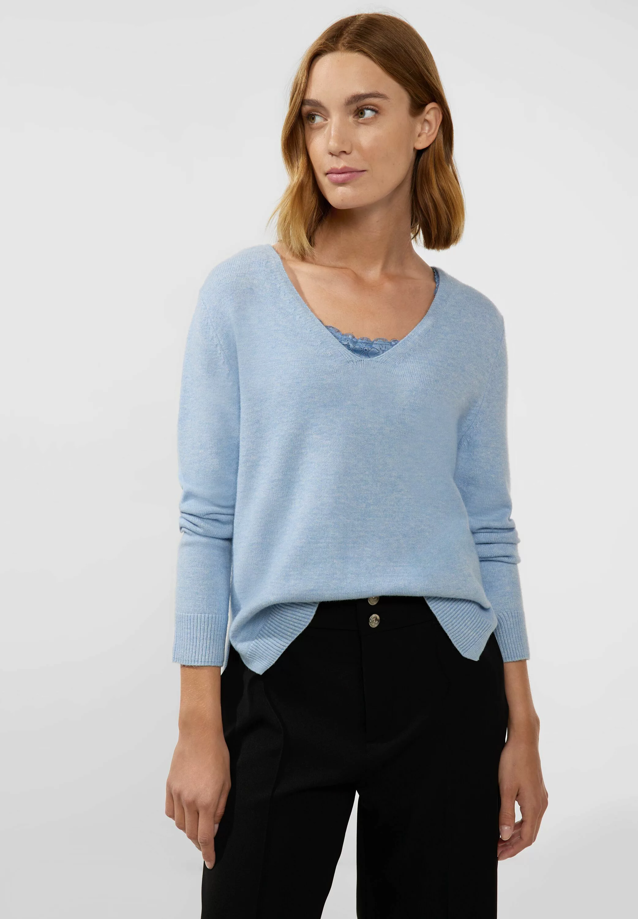 STREET ONE V-Ausschnitt-Pullover, aus softem Materialmix günstig online kaufen