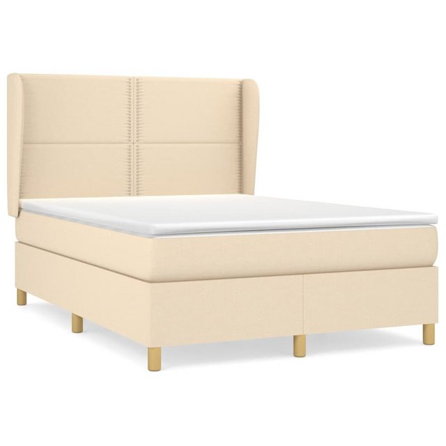 vidaXL Boxspringbett Boxspringbett mit Matratze Creme 140x190 cm Stoff Bett günstig online kaufen