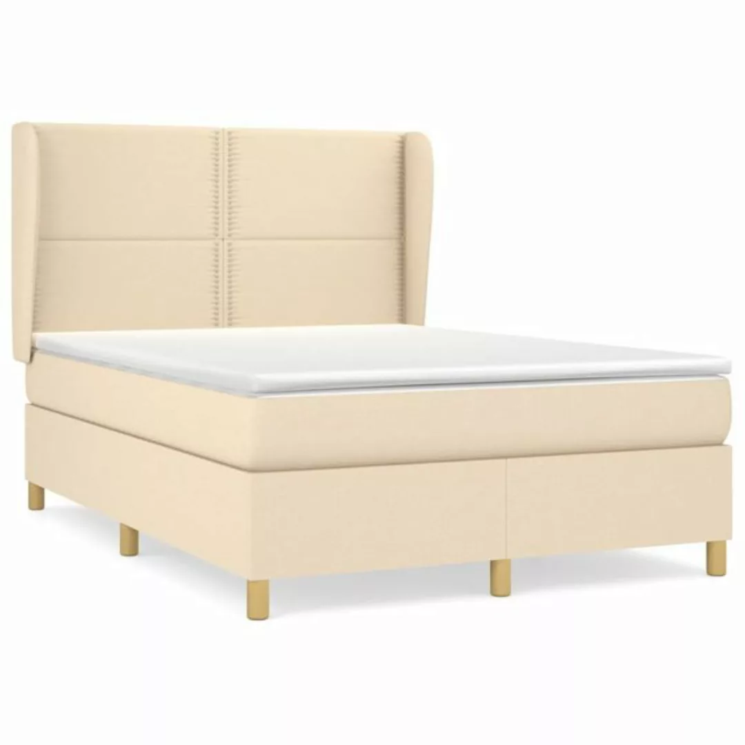 vidaXL Boxspringbett Boxspringbett mit Matratze Creme 140x190 cm Stoff Bett günstig online kaufen