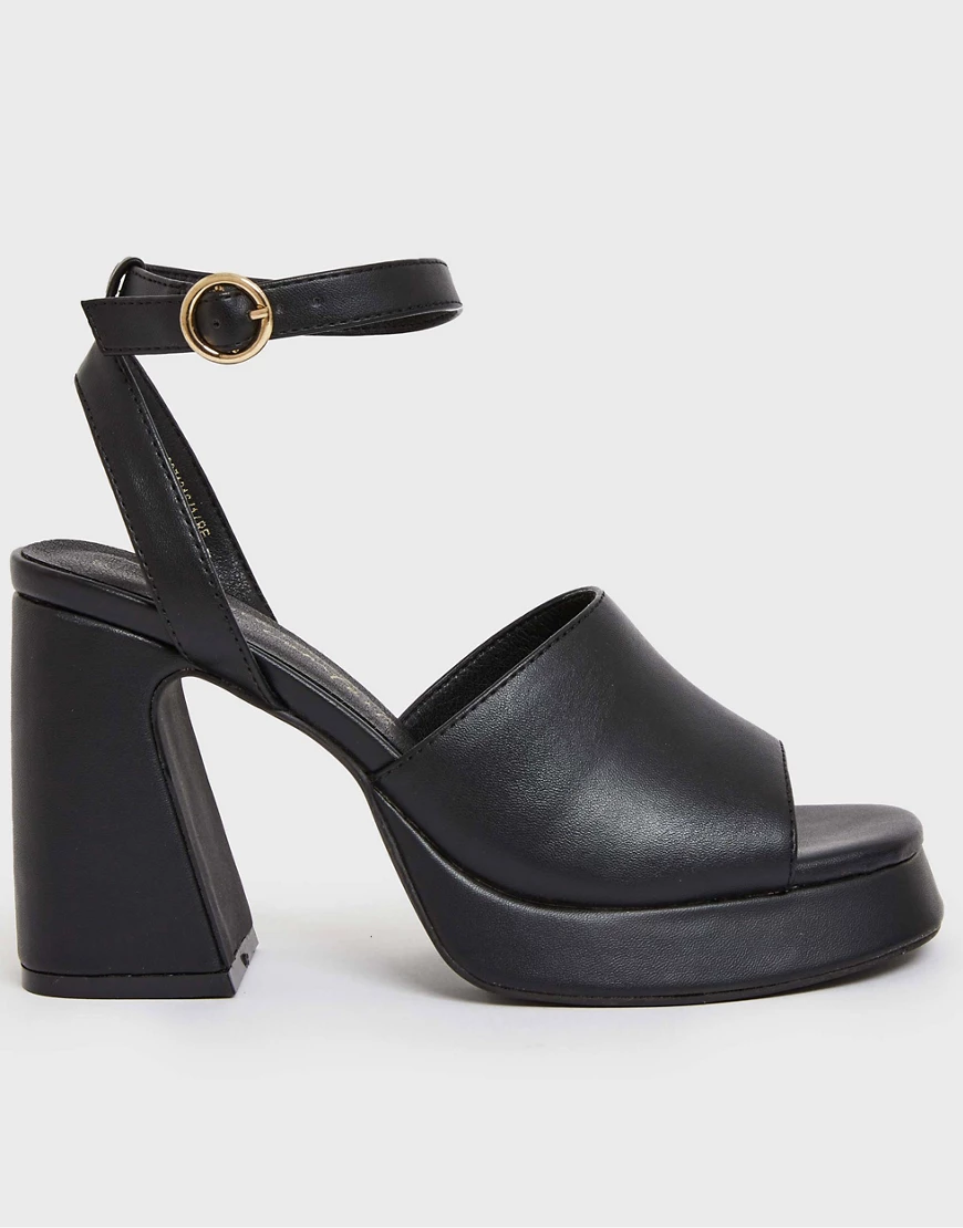 New Look – Sandalen mit Plateausohle und Blockabsatz in Schwarz günstig online kaufen