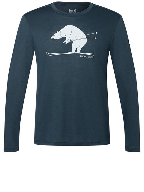 SUPER.NATURAL Langarmshirt für Herren, Merino SKI KARL Ski Motiv, atmungsak günstig online kaufen