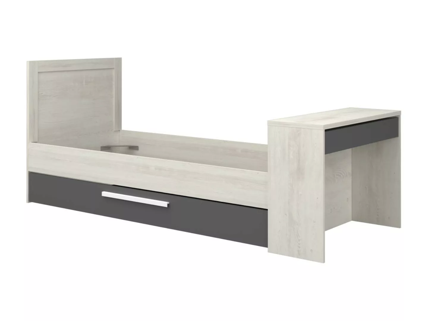 Ausziehbett - 2 x 90 x 200 cm - Mit Schreibtisch - Holzfarben & Anthrazit - günstig online kaufen