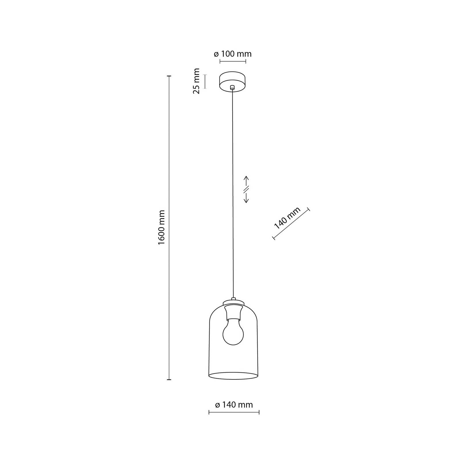 Hängeleuchte Molly, transparent, Ø 14 cm, Metall/Glas günstig online kaufen