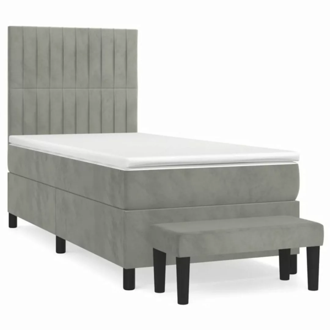 vidaXL Boxspringbett Boxspringbett mit Matratze Dunkelgrau 90x200 cm Samt B günstig online kaufen