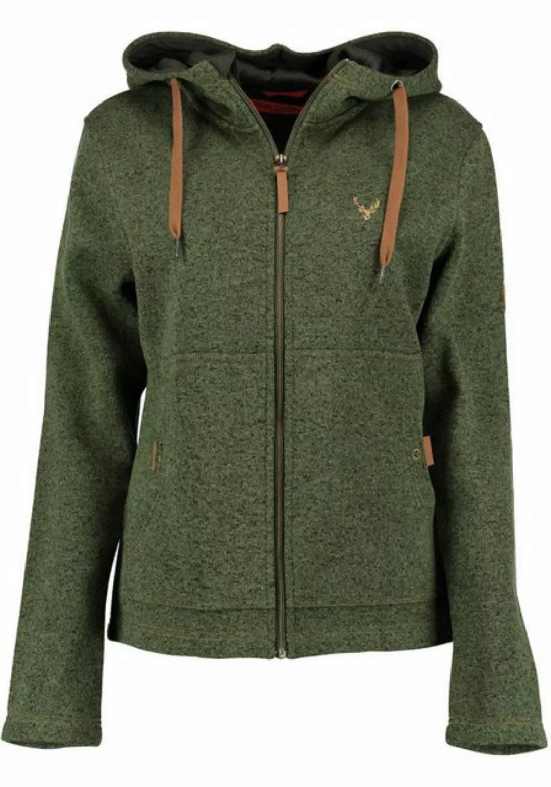 Tom Collins Strickfleecejacke Adisur Damen Kapuzenjacke mit Hirsch-Stickere günstig online kaufen