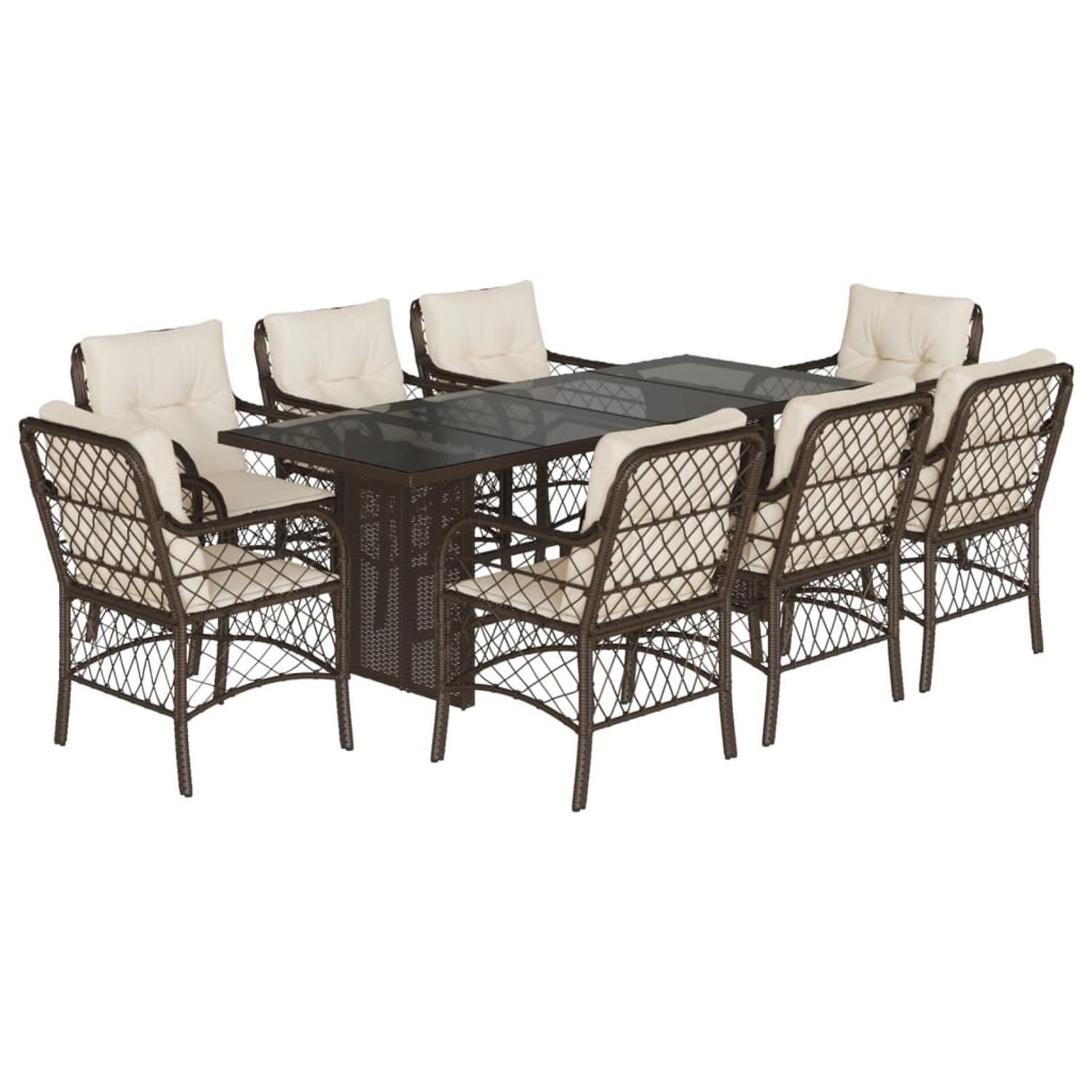 vidaXL 9-Tlg Garten-Essgruppe mit Kissen Braun Poly Rattan 3212059 günstig online kaufen