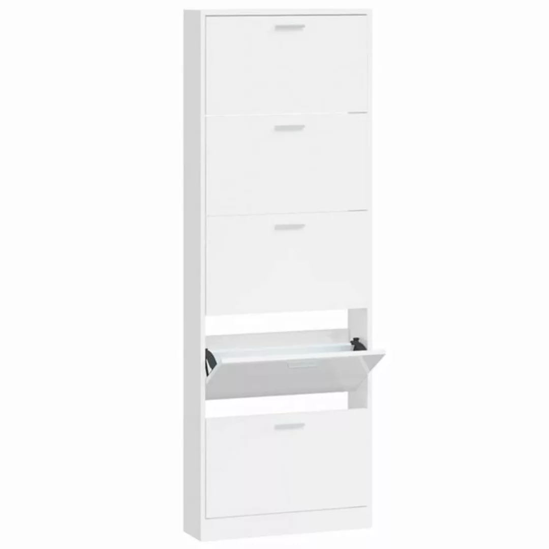 furnicato Schuhschrank Hochglanz-Weiß 59x17x169 cm Holzwerkstoff (1-St) günstig online kaufen