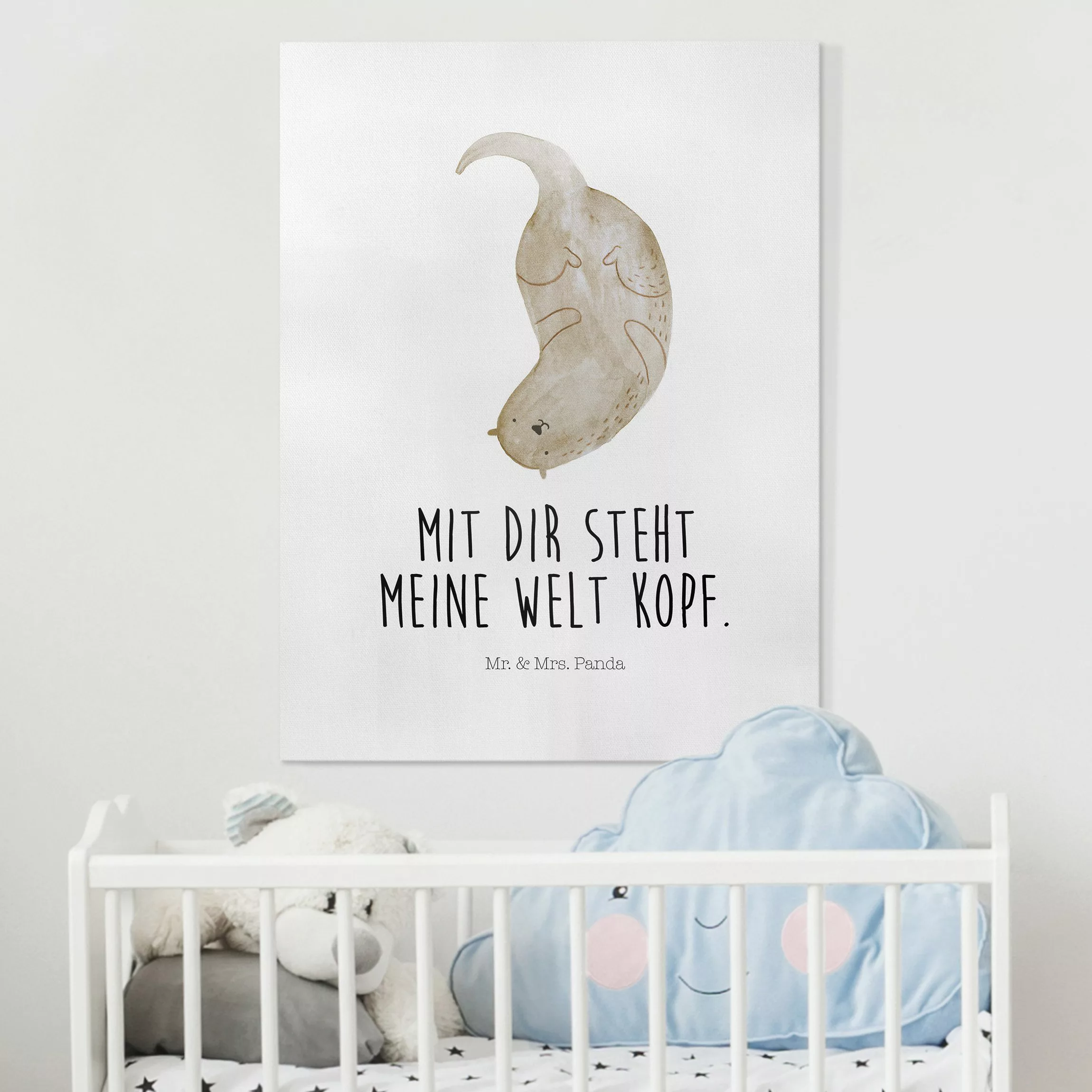 Leinwandbild Mr. & Mrs. Panda - Otter - Die Welt steht Kopf günstig online kaufen