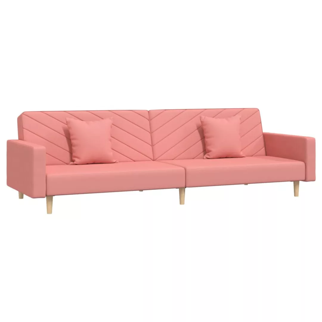 Tagesbett 2-sitzer Mit 2 Kissen Rosa Samt günstig online kaufen