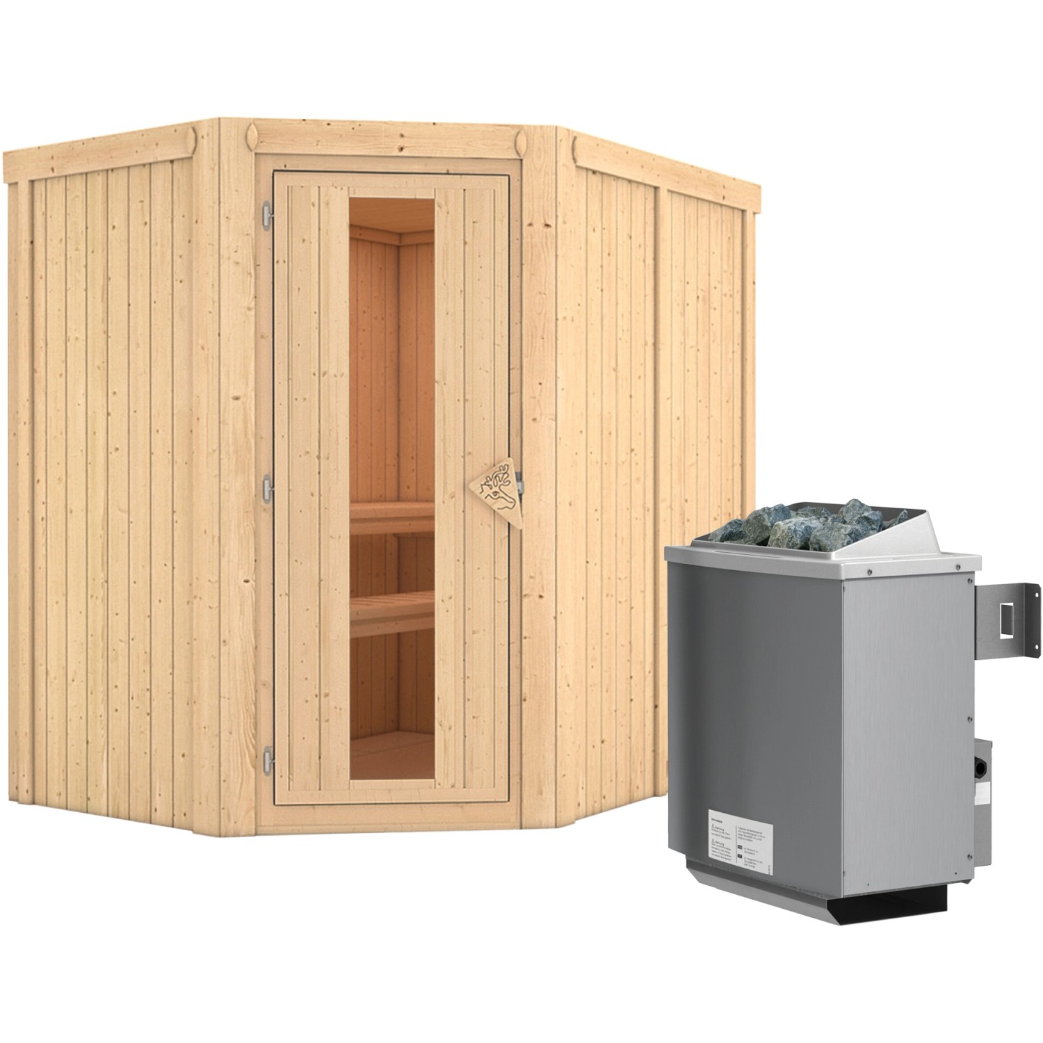 Karibu Sauna-Set Cleo inkl. Ofen 9 kW mit integr. Steuerung, Energiespartür günstig online kaufen