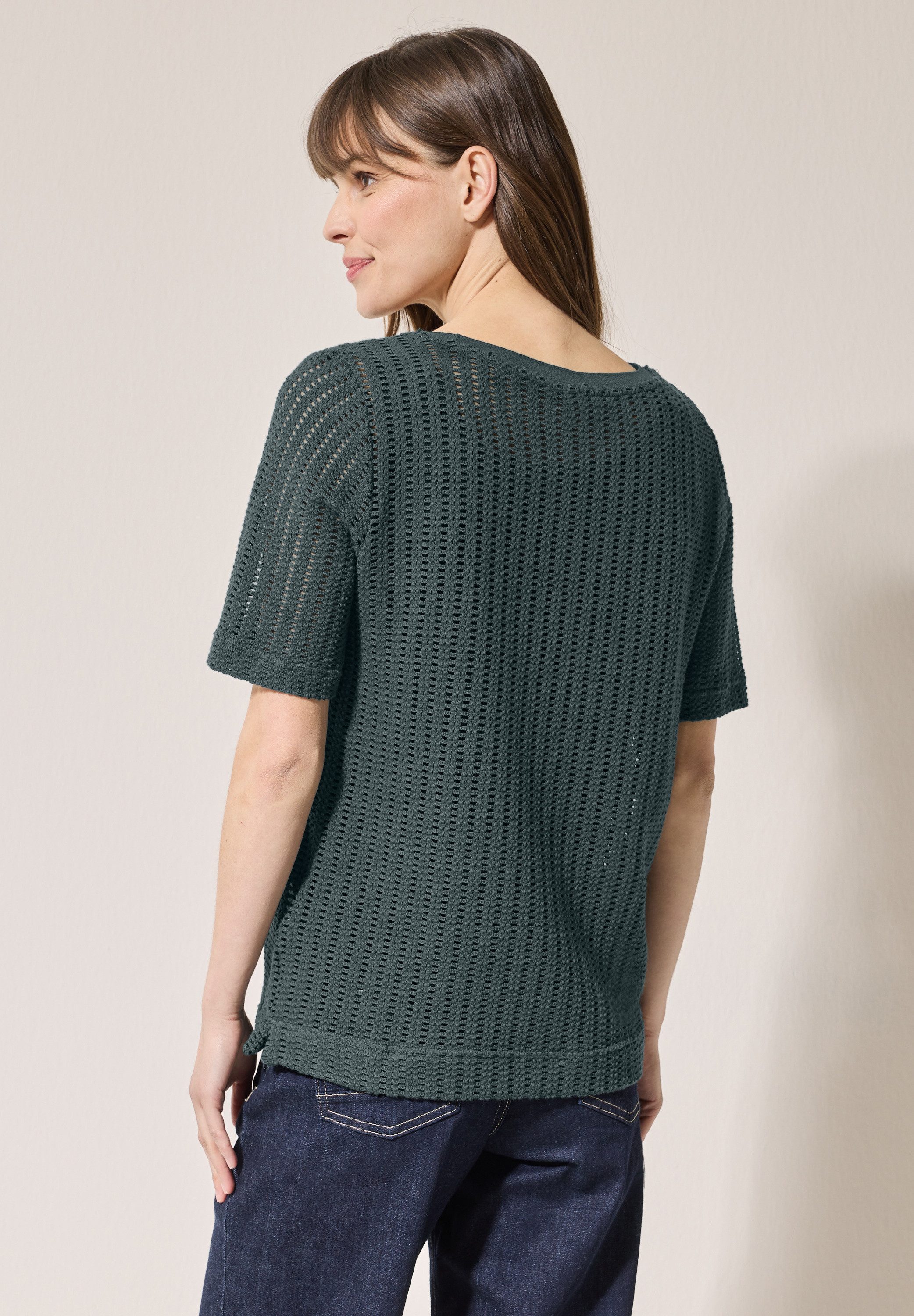CECIL T-Shirt mit Strickstruktur und Lochmuster günstig online kaufen