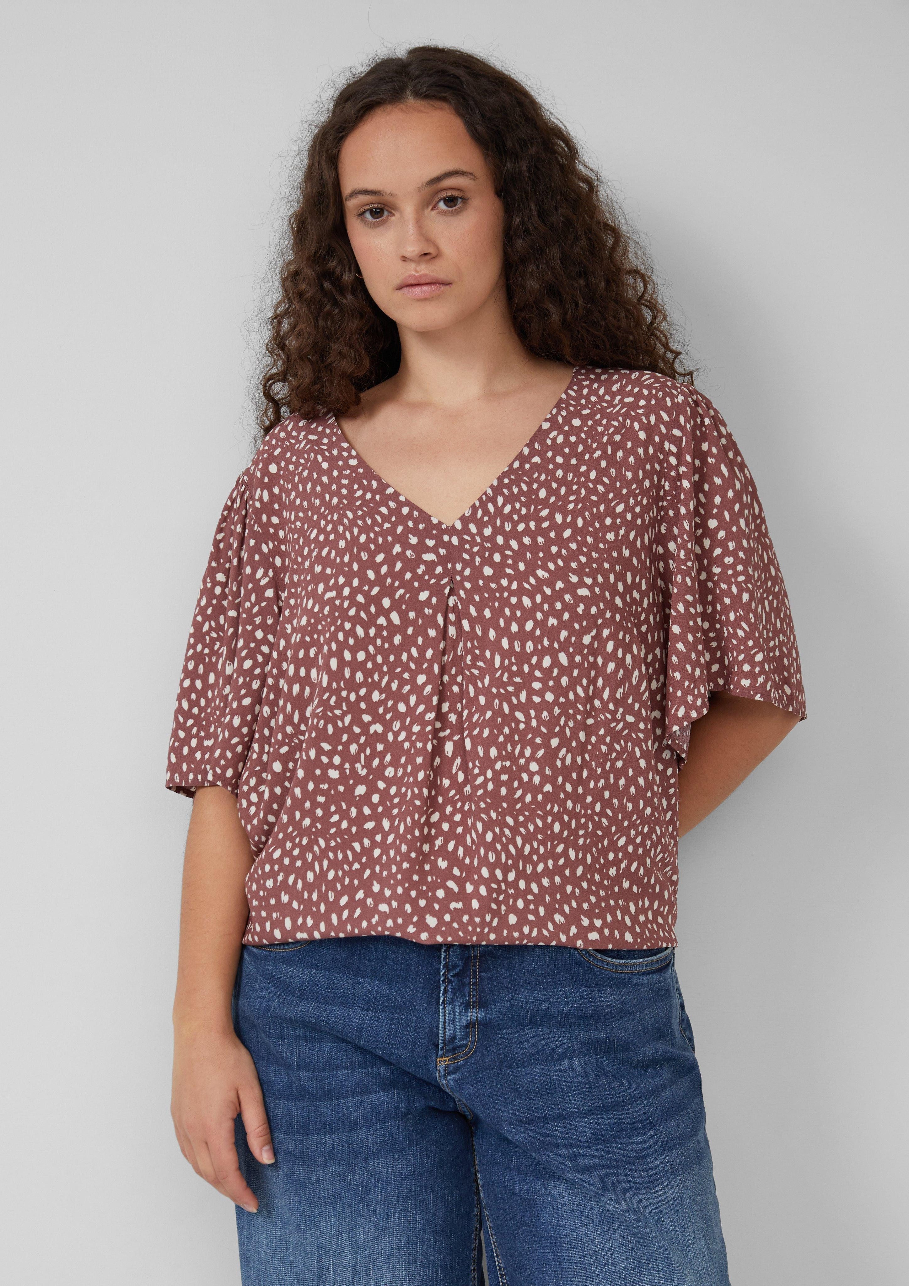 QS Langarmbluse Viskose Bluse mit All-over-Print günstig online kaufen