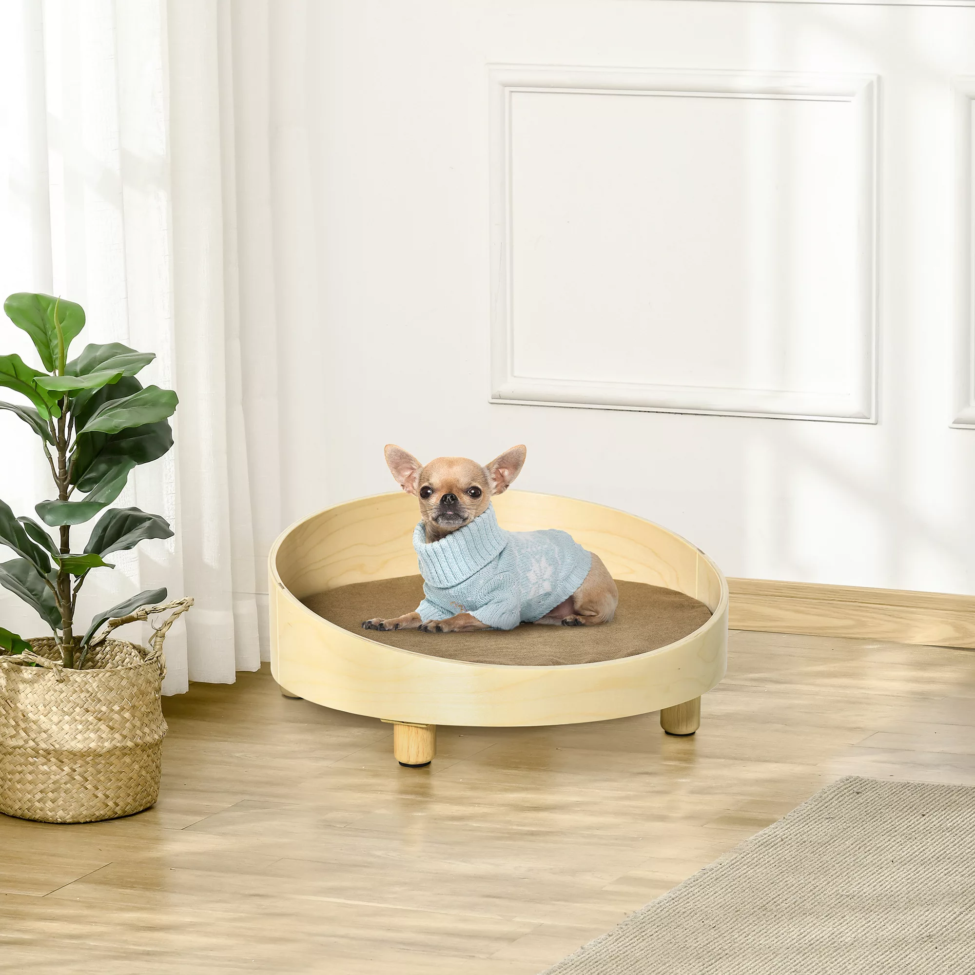 PawHut Hundebett  Erhöhtes Haustierbett mit Kissen, runde Form, für minimal günstig online kaufen