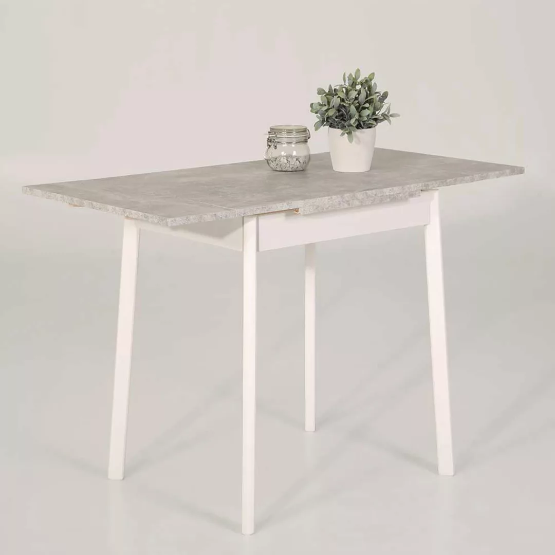 Tisch in Beton Grau und Weiß ausziehbar günstig online kaufen