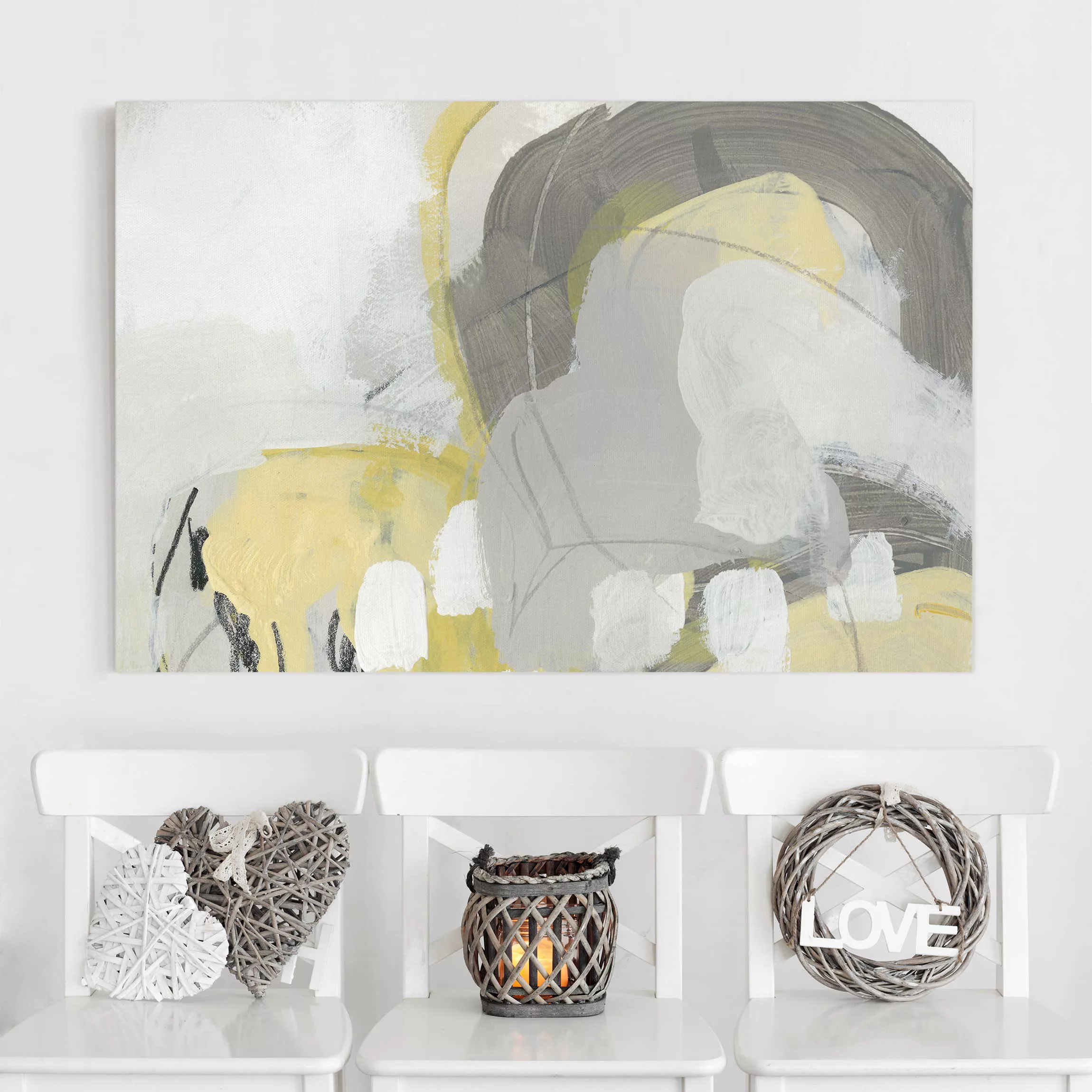 Leinwandbild Abstrakt - Querformat Zitronen im Nebel II günstig online kaufen
