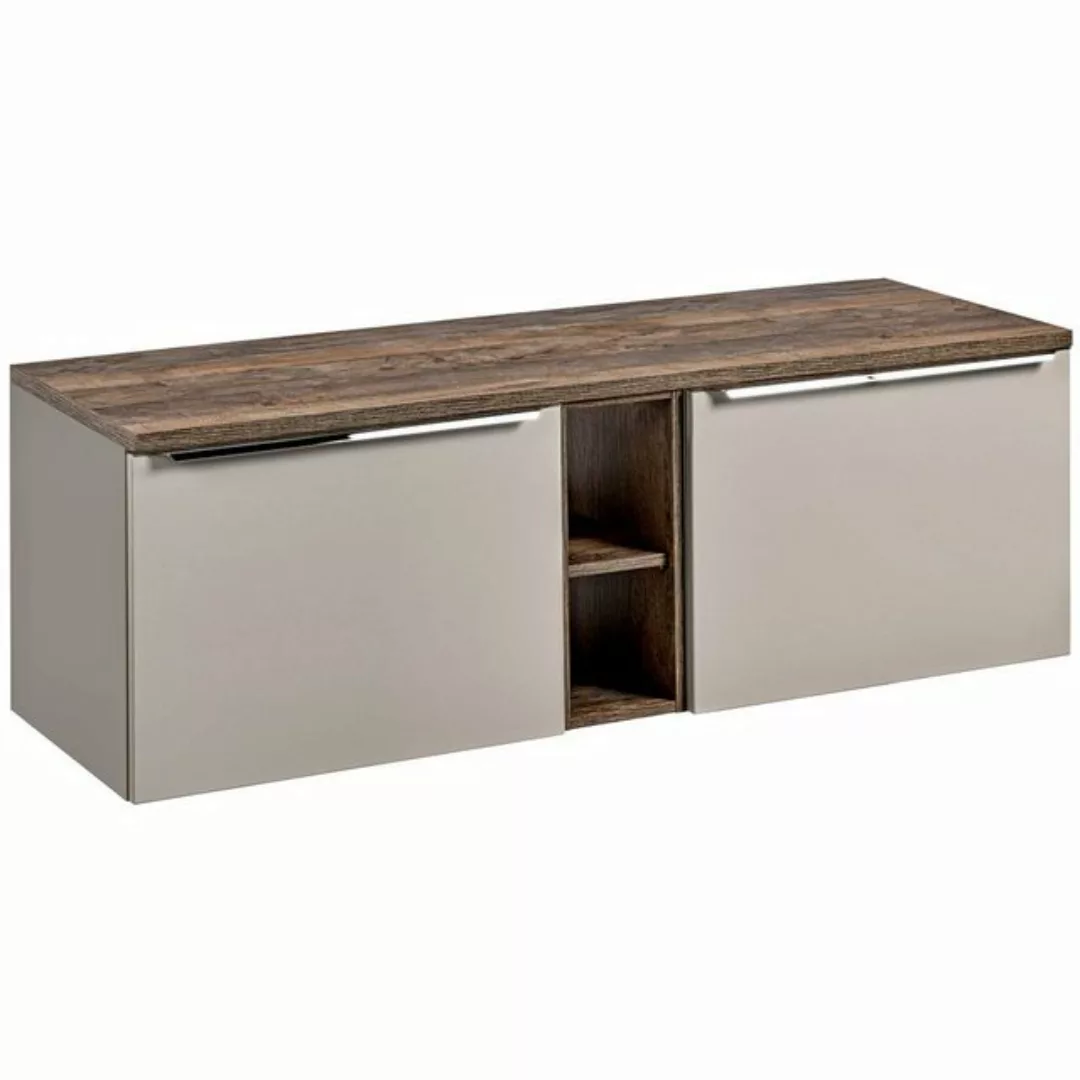 Lomadox Waschbeckenschrank PUEBLA-56-TAUPE taupe mit Vintage Oak 140,4/48,5 günstig online kaufen