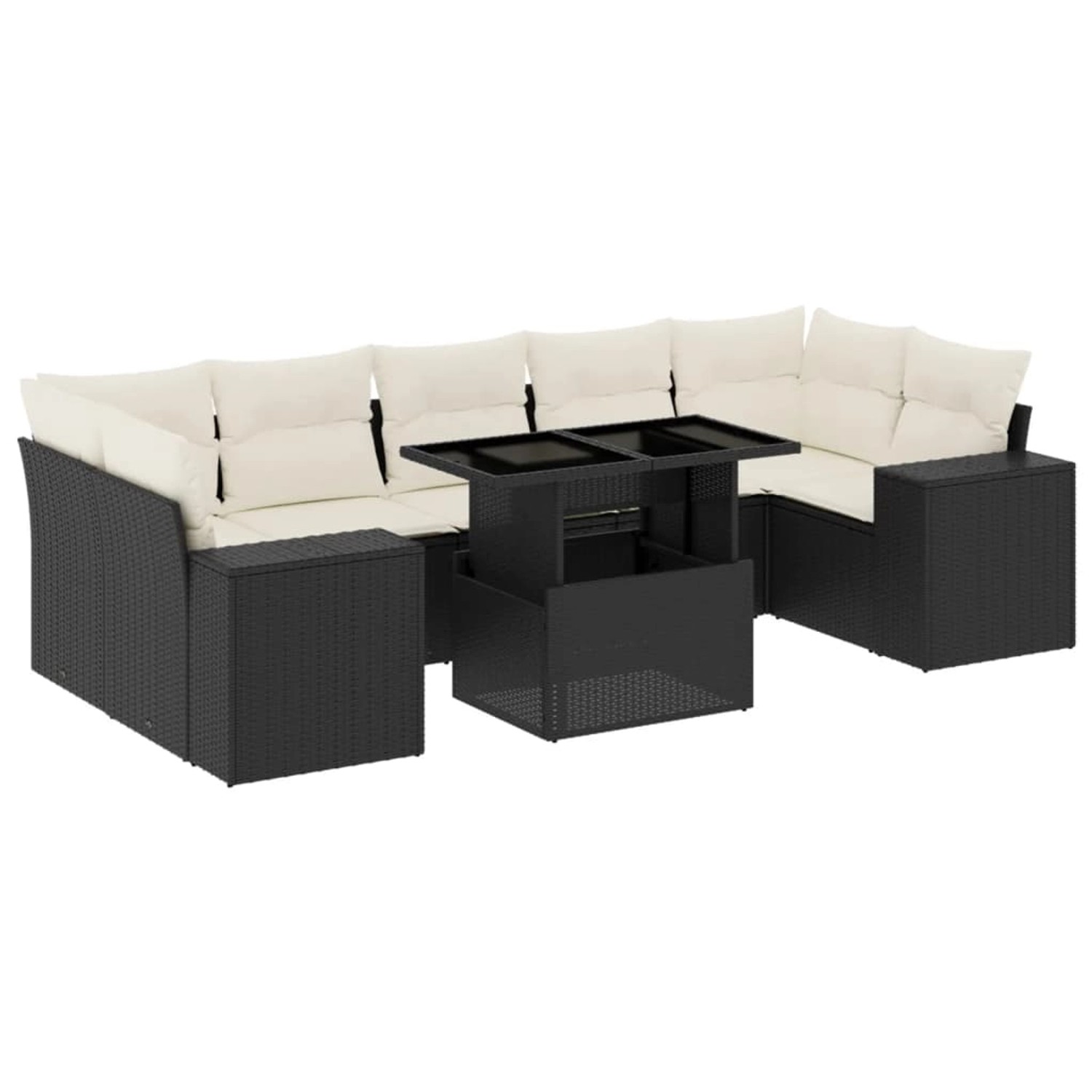 vidaXL 8-Tlg Garten-Sofagarnitur mit Kissen Schwarz Poly Rattan 3269036 günstig online kaufen