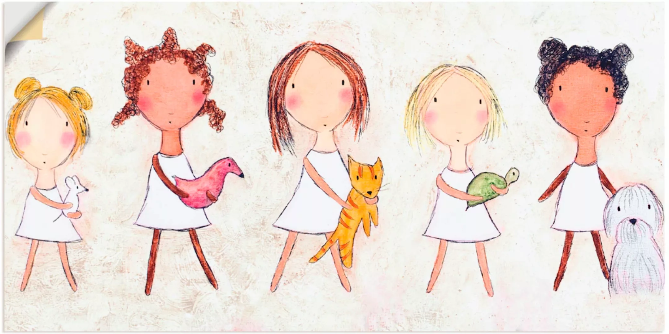 Artland Wandbild "Mädchen mit Tieren", Kinder, (1 St.), als Alubild, Outdoo günstig online kaufen