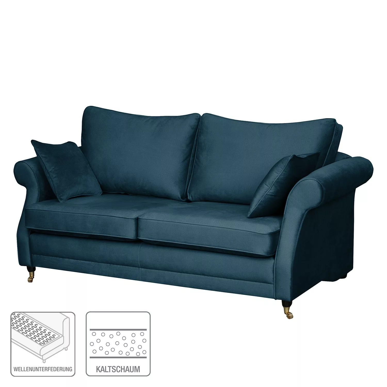 home24 Maison Belfort Sofa Killara 2-Sitzer Marineblau Samt 210x70x95 cm günstig online kaufen