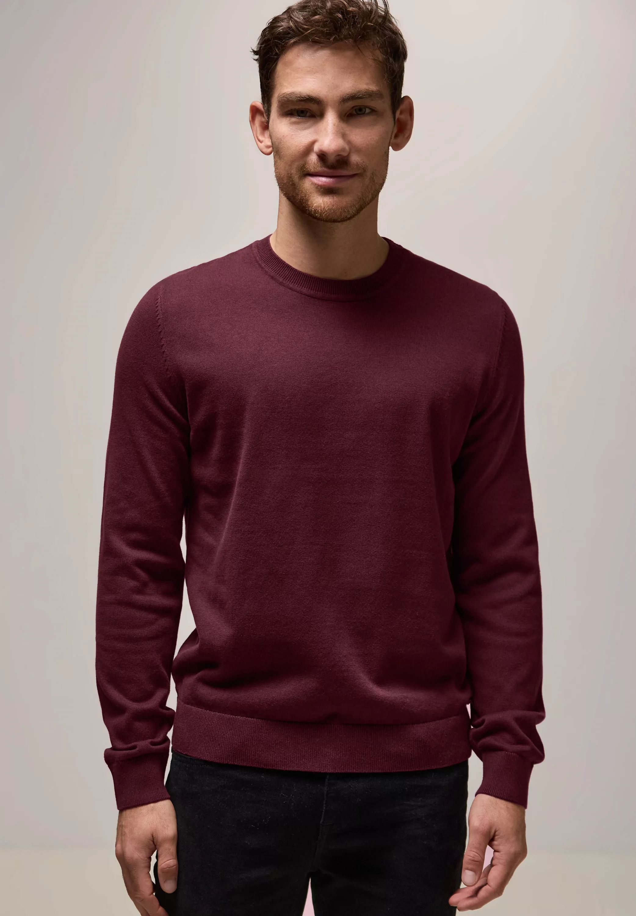 STREET ONE MEN Strickpullover, mit Rundhalsausschnitt günstig online kaufen