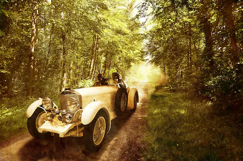 Papermoon Fototapete »Oldtimer in wald« günstig online kaufen