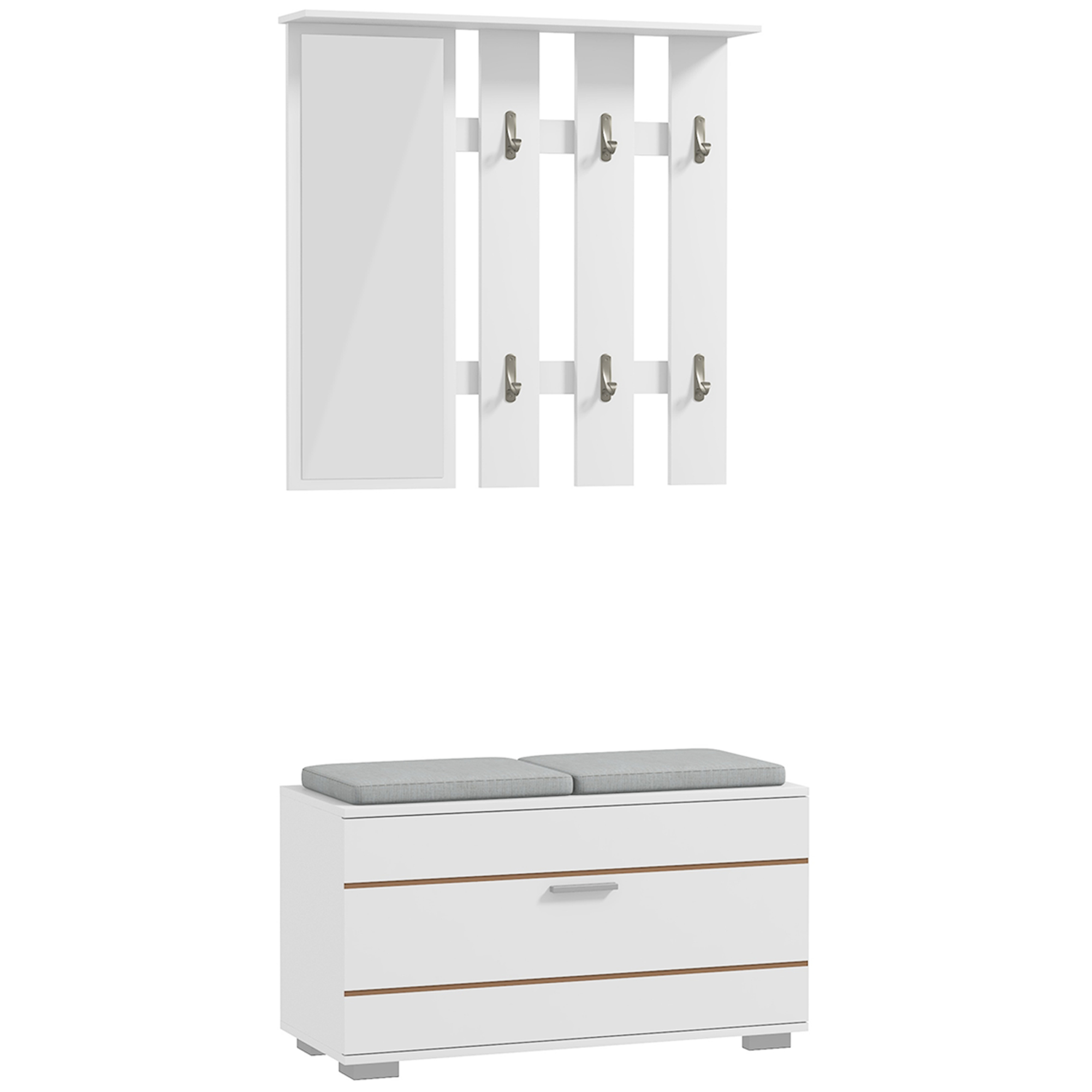 HOMCOM Set 4 in 1 Möbel für den Eingangsbereich mit Garderobe, Spiegel, Ban günstig online kaufen