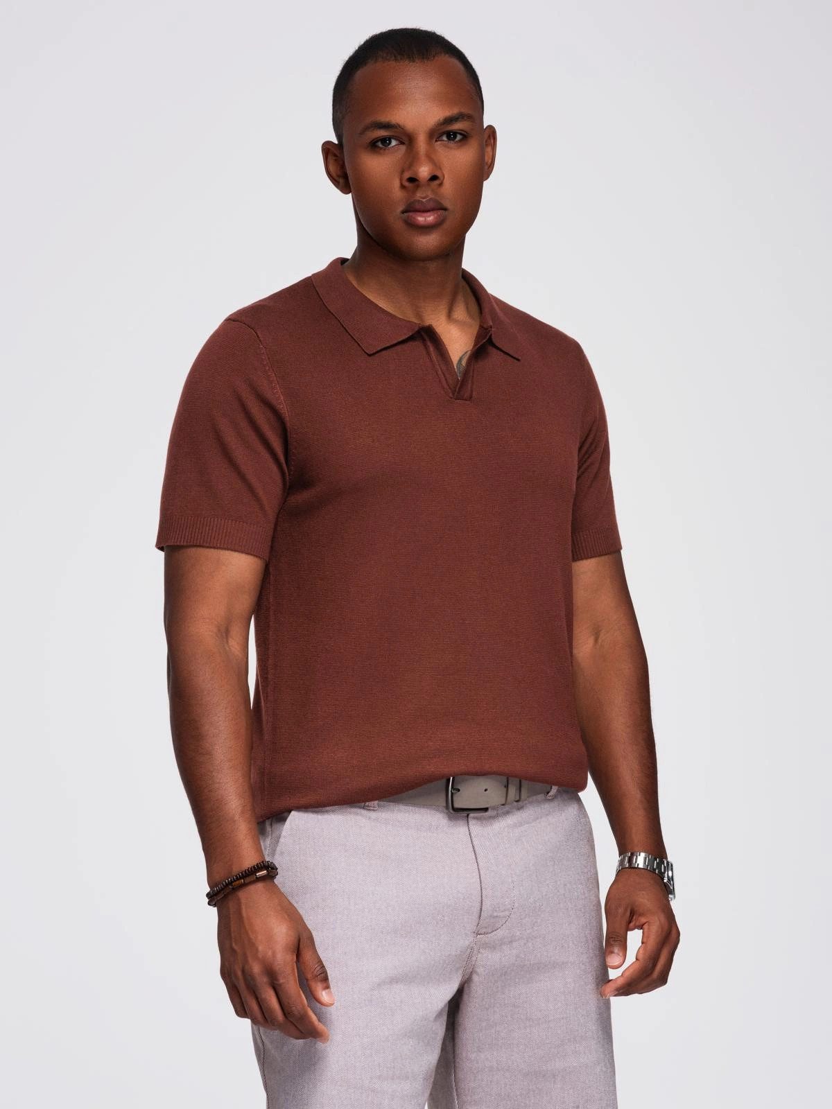 OMBRE Poloshirt Knopfloses Herren-Poloshirt mit klassischer günstig online kaufen