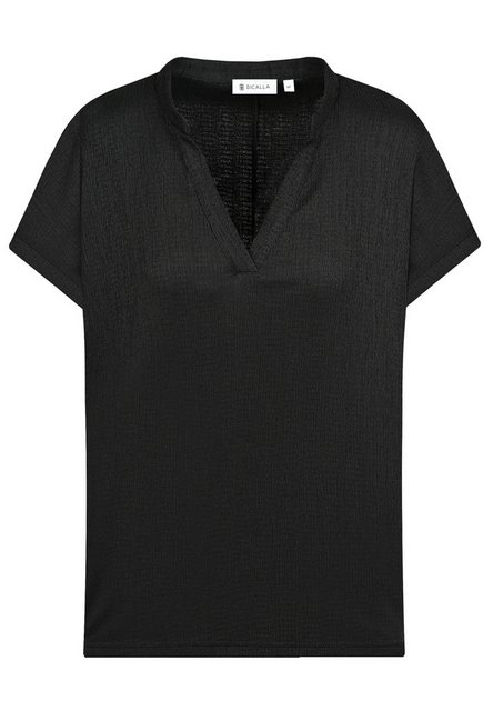 BICALLA T-Shirt Crinkle-Shirt in Schwarz (1-tlg) günstig online kaufen