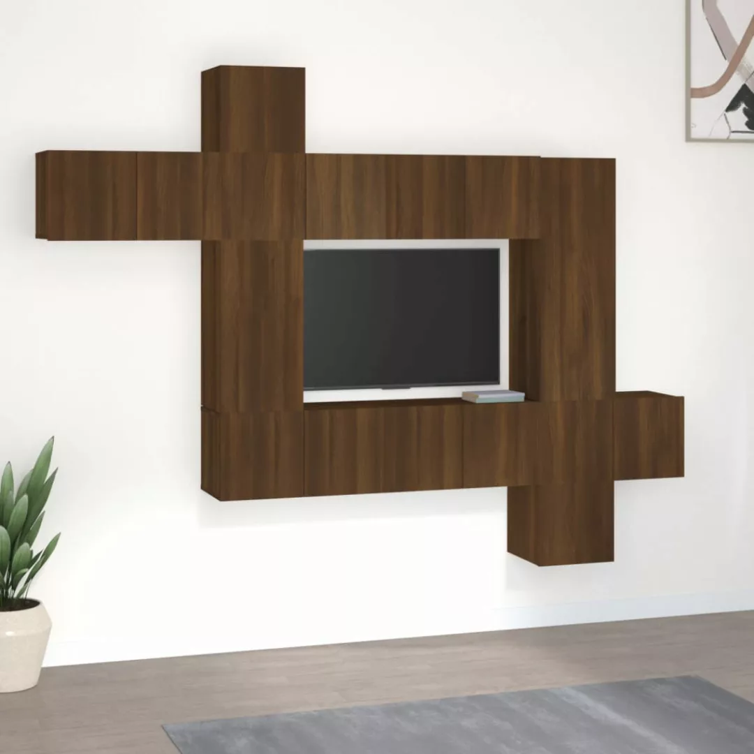 Vidaxl 10-tlg. Tv-schrank-set Braun Eichen-optik Holzwerkstoff günstig online kaufen