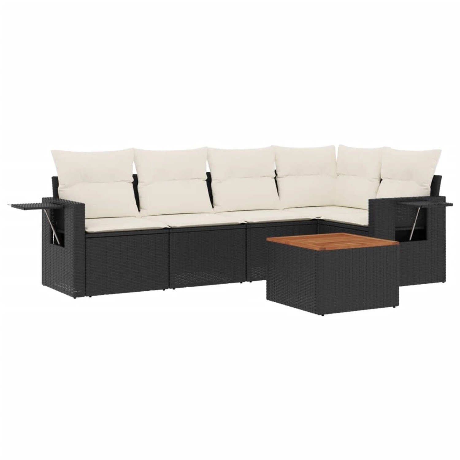 vidaXL 6-Tlg Garten-Sofagarnitur mit Kissen Schwarz Poly Rattan 3256882 günstig online kaufen