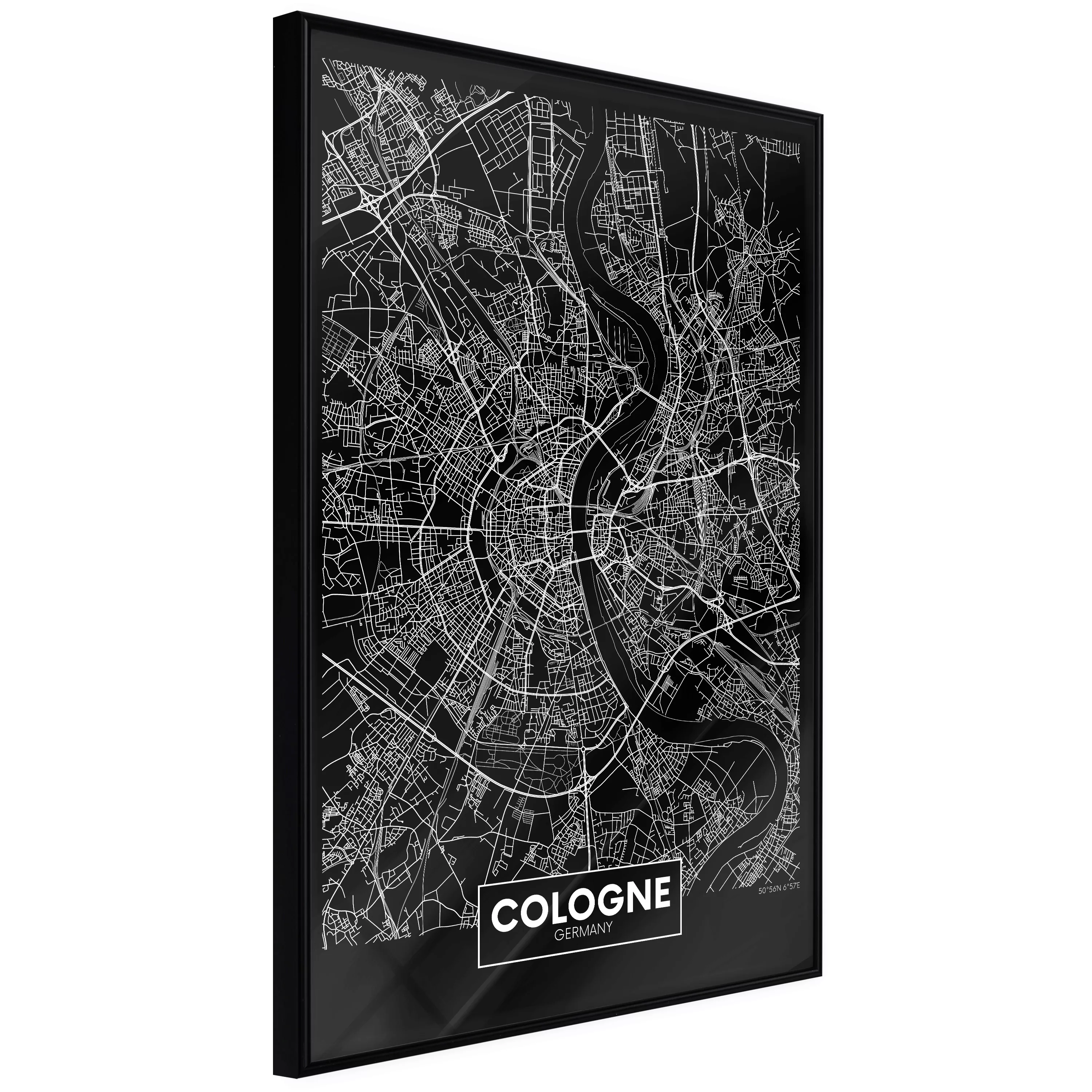 Poster - City Map: Cologne (dark) günstig online kaufen