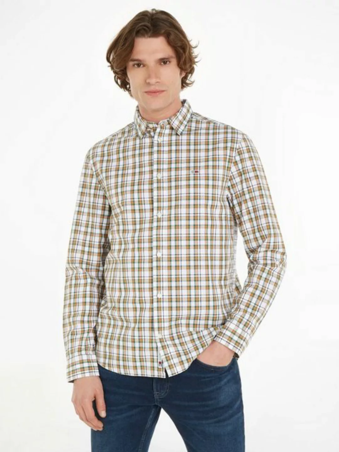 Tommy Jeans Karohemd TJM REG ESSENTIAL CHECK SHIRT mit Logostickerei günstig online kaufen