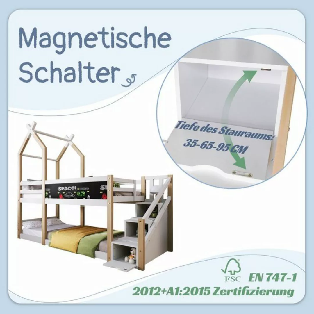 OKWISH Etagenbett Kinderbett (mit Speicherung und Rausfallschutz), Hochbett günstig online kaufen