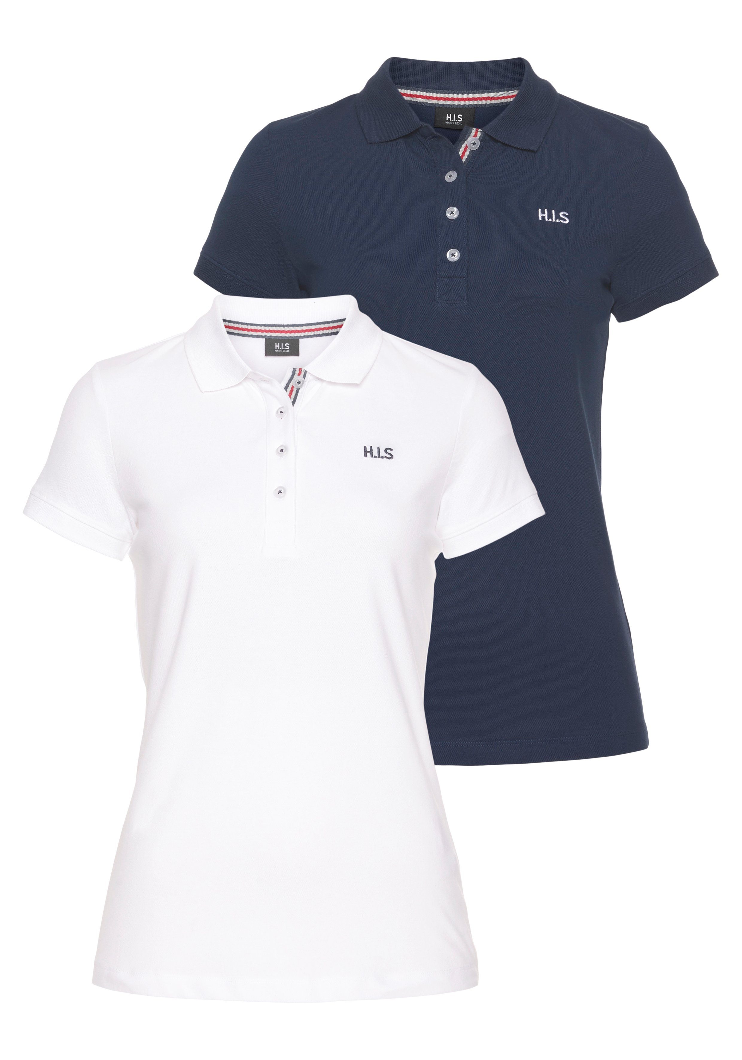 H.I.S Poloshirt (2er-Pack) Kurzarm, figurbetonte Passform, günstig online kaufen