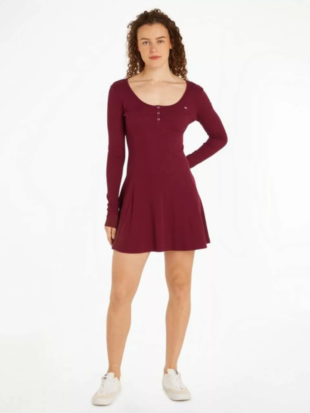 Tommy Jeans Blusenkleid "TJW HENLEY FLARE DRESS", mit Tommy Jeans Flagge günstig online kaufen