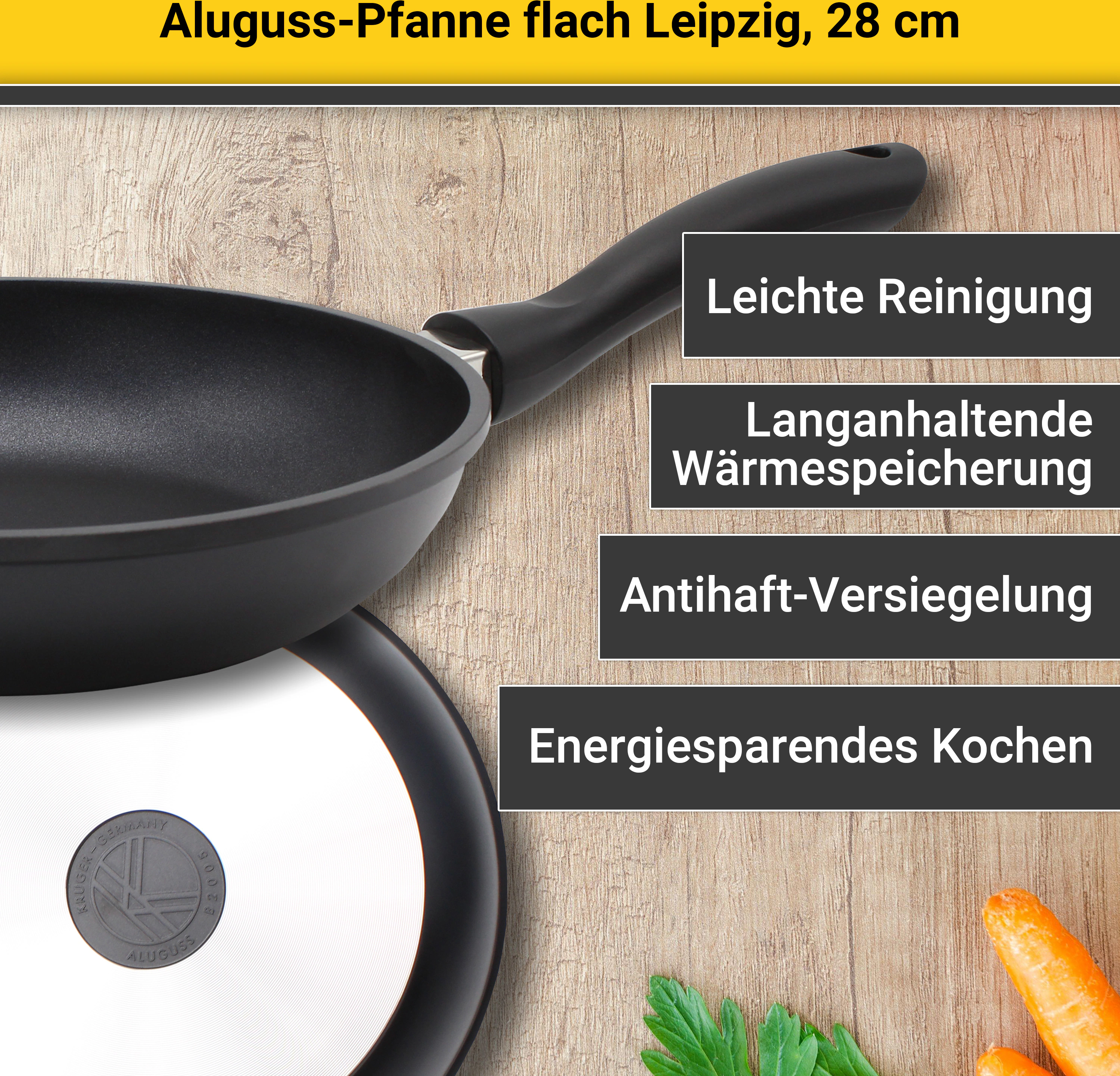 Krüger Bratpfanne »Aluguss Pfanne flach LEIPZIG«, Aluminiumguss, (1 tlg.), günstig online kaufen