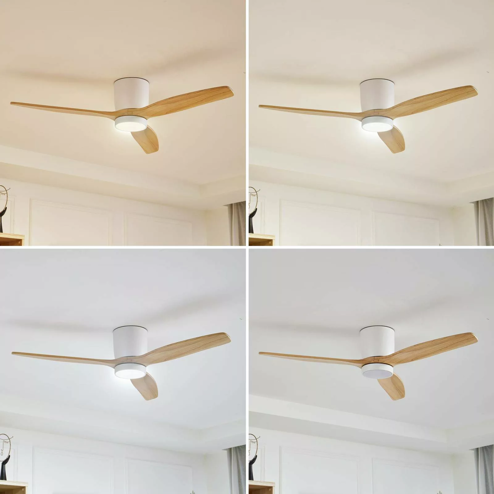 Lucande LED-Deckenventilator Faipari, Holz, DC, leise, 132cm günstig online kaufen