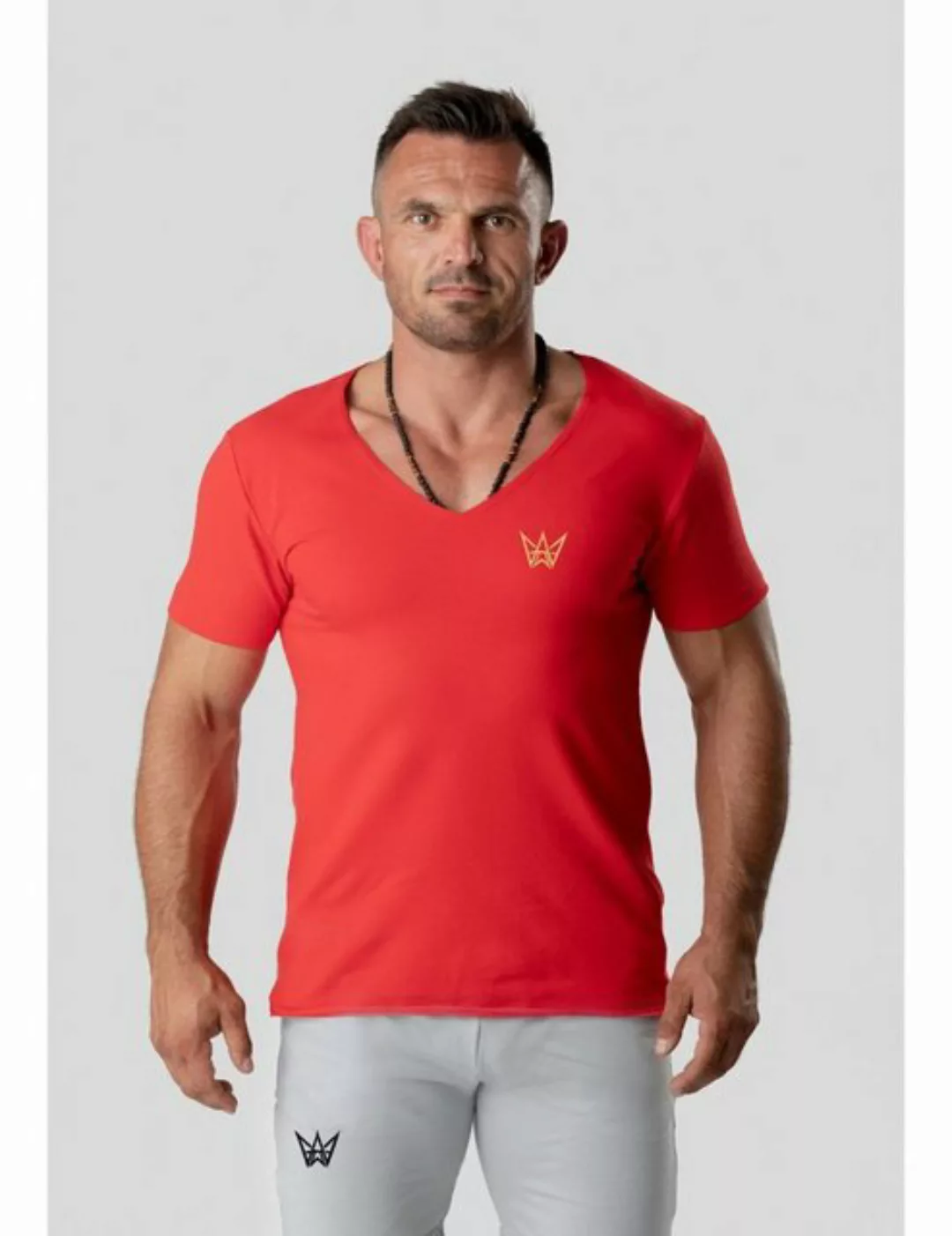 TRES AMIGOS T-Shirt T-Shirt mit tiefem V-Ausschnitt im sportlichen Stil günstig online kaufen