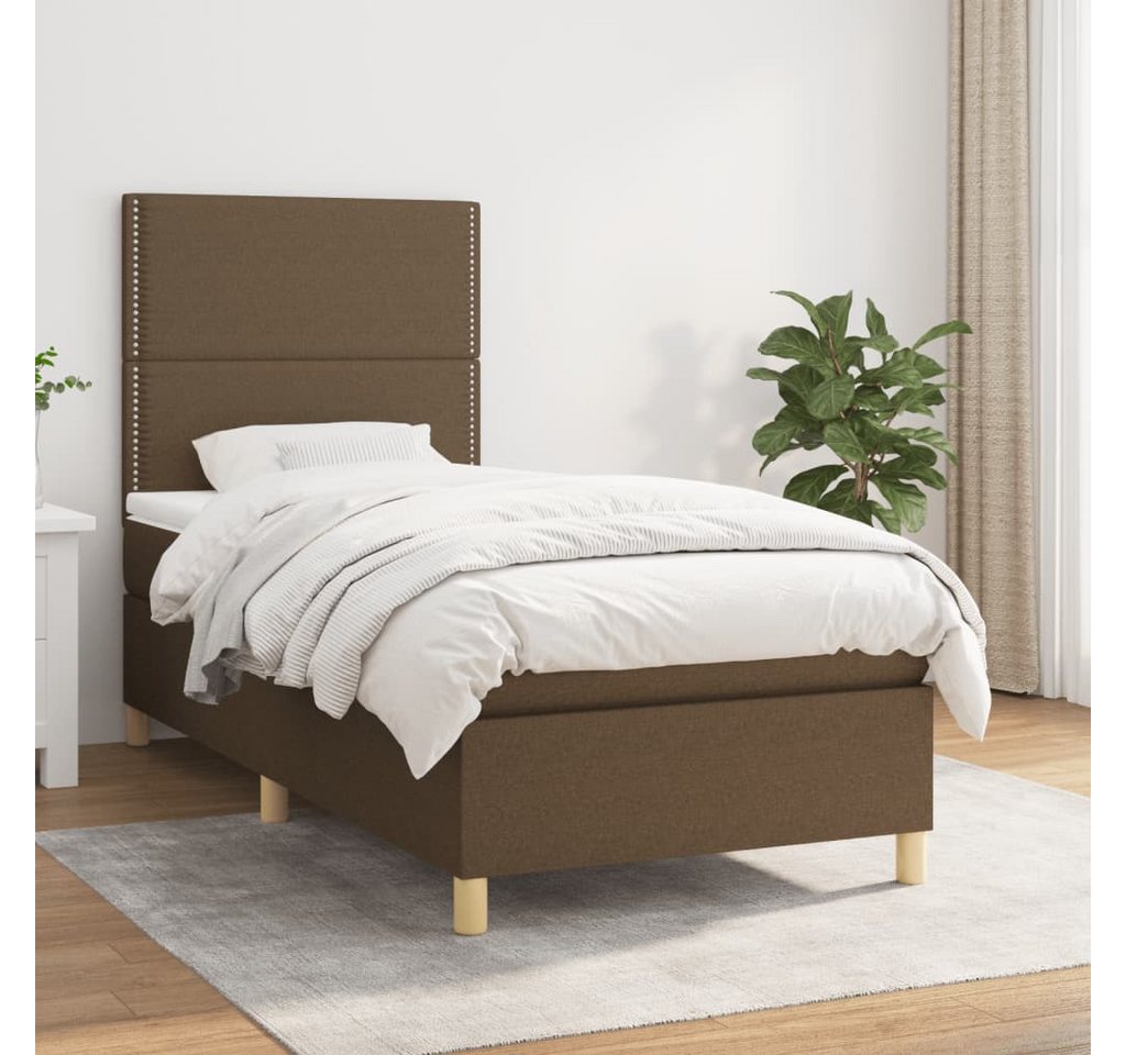 vidaXL Boxspringbett Boxspringbett mit Matratze Dunkelbraun 100x200 cm Stof günstig online kaufen