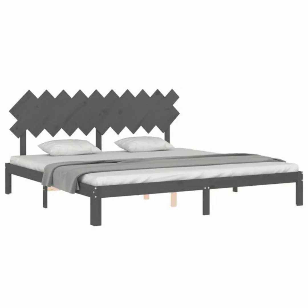 vidaXL Bett Massivholzbett mit Kopfteil Grau 200x200 cm günstig online kaufen