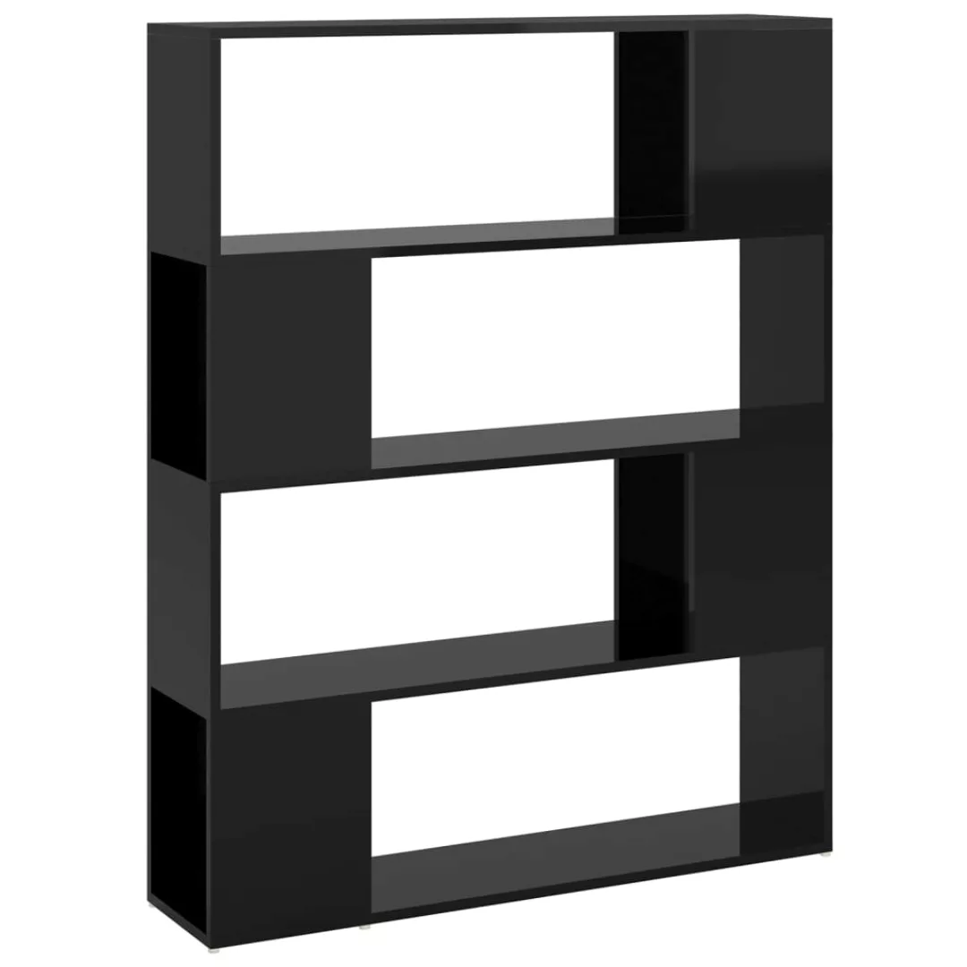 Bücherregal Raumteiler Hochglanz-schwarz 100x24x124 Cm günstig online kaufen