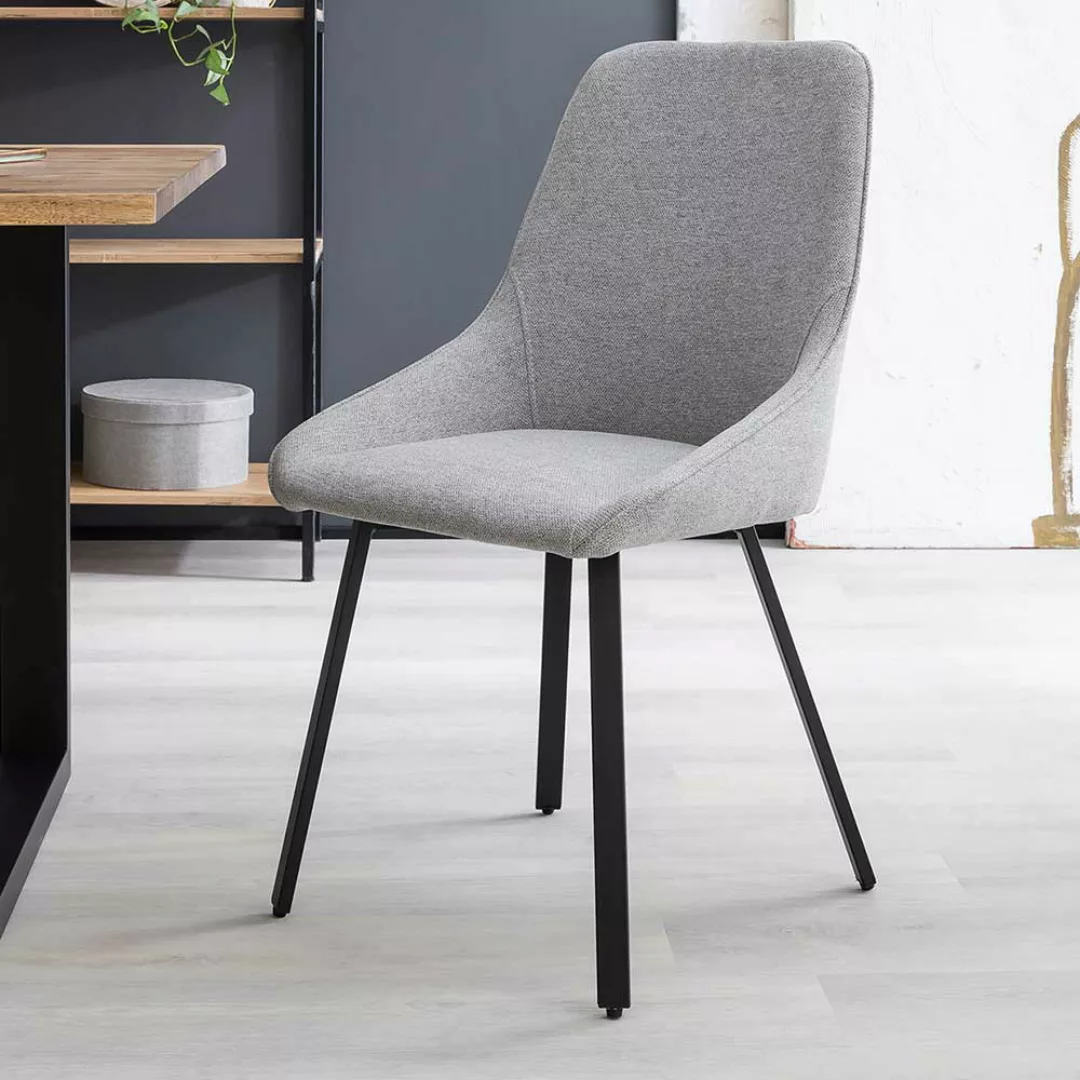 Stuhl Esszimmer Set Grau 51 cm breit Gestell aus Metall (2er Set) günstig online kaufen