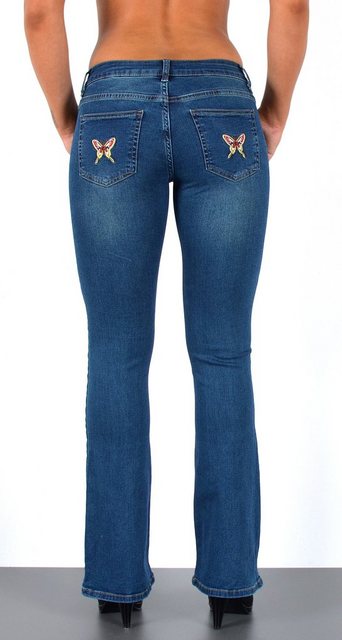 ESRA Bootcut-Jeans Damen Schlagjeans mit weitem Bein und Stretch bis Große günstig online kaufen