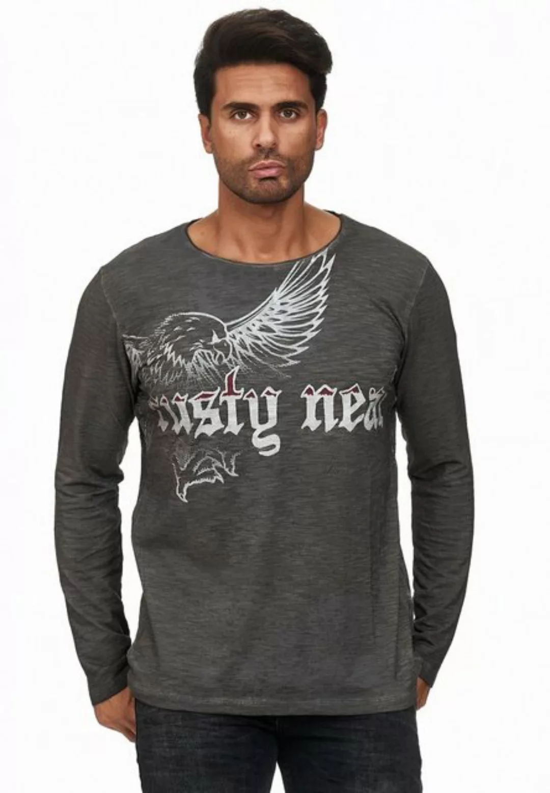 Rusty Neal Langarmshirt mit coolem Adler-Print günstig online kaufen