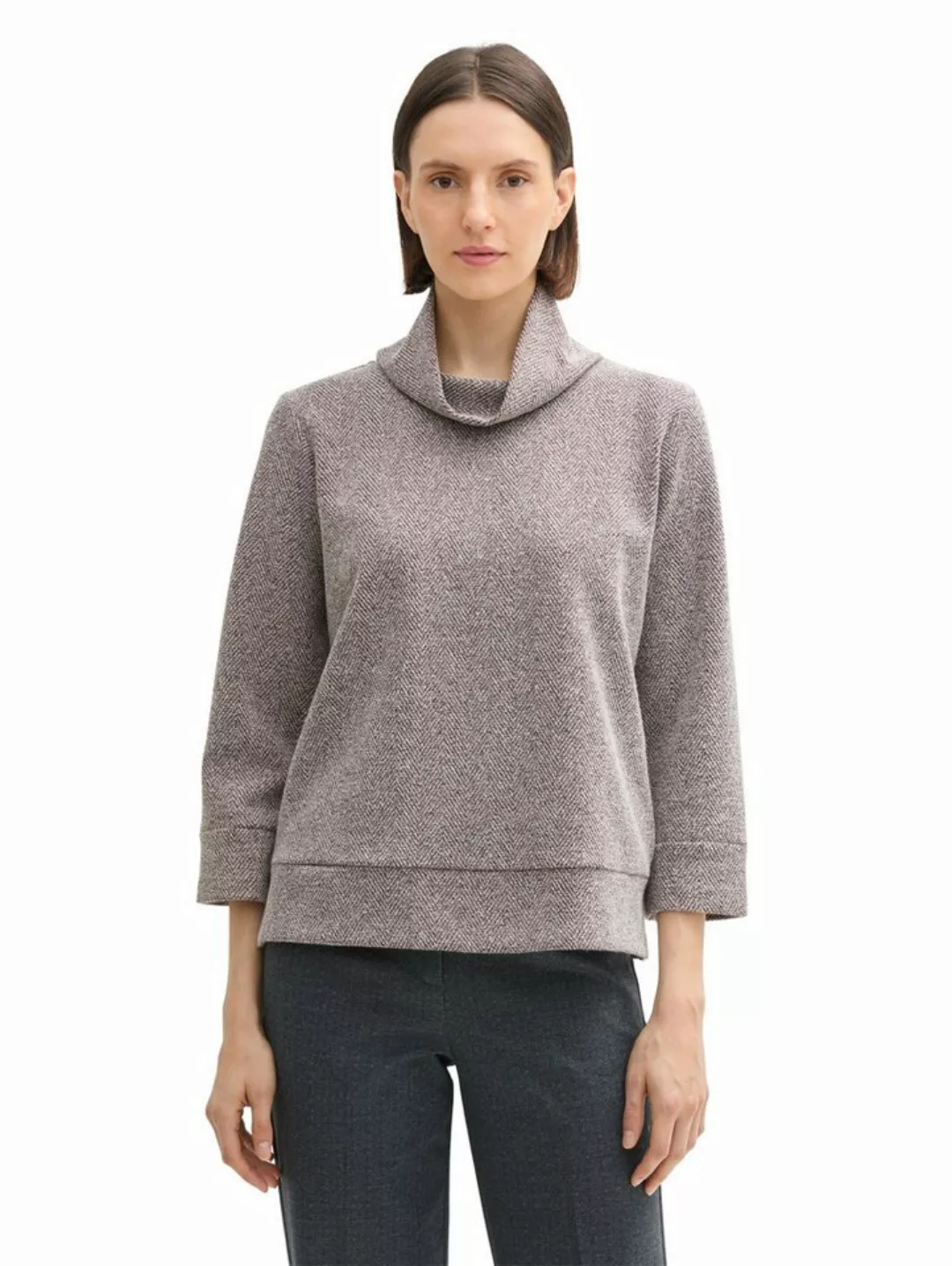 TOM TAILOR Sweatshirt mit Wasserfall-Kragen günstig online kaufen